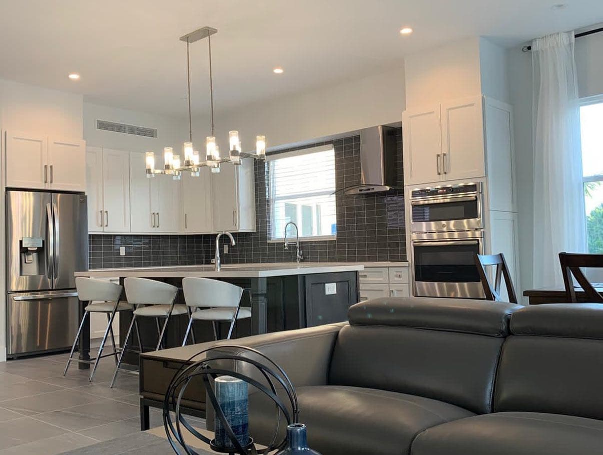 Kitchen open to dining